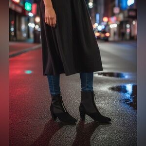 NWT David Tate Black Suede Booties